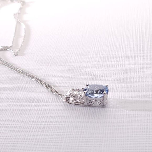 Blue Mystic Topaz Pendant Necklace 20" Chain - Picture 5 of 10